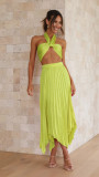 Sexy and versatile pleated skirt set, casual vacation lace up two-piece set