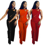 Sleeveless Versatile Fashion High Waist Split Loose Women's jumpsuit