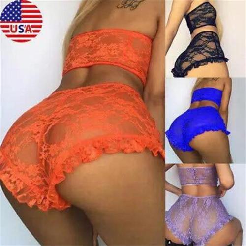 Lace Perspective Hollow out Fun Underwear Sexy Underwear Eyelash Lace Three Point Fun Set