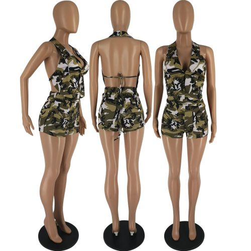 Fashionable and Sexy Casual Camo Set