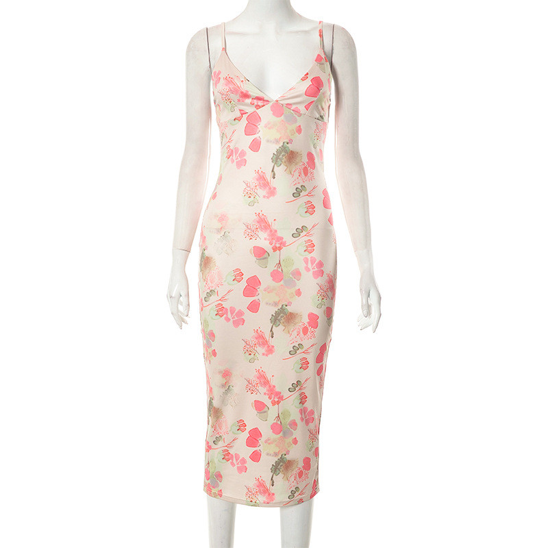 Pure desire girl style sleeveless floral suspender dress