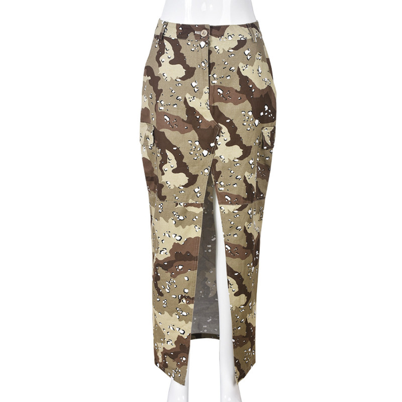 Camo split button street trendsetter skirt