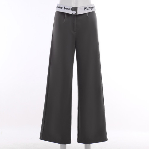 High waisted straight tube printed contrasting color pants