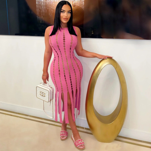 Sexy Hole Tassel Sleeveless Dress