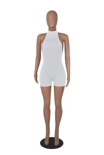 Fashion Slim Fit Sexy Open Back Jumpsuit Short