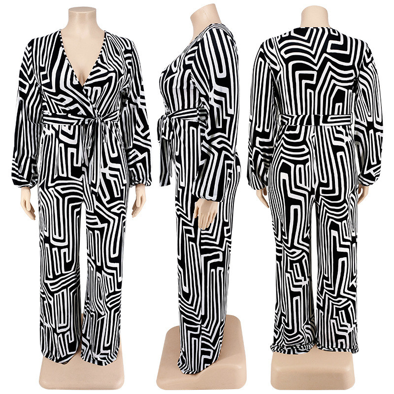 Oversized women's long sleeved jumpsuit straight leg pants