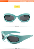 Retro Oval Frame Trendy Sunglasses Future Tech Hip Hop Punk Sunglasses
