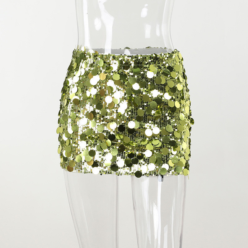 Sexy slim fitting beaded design ultra short skirt