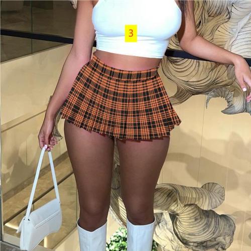 Printed sexy mini pleated short skirt