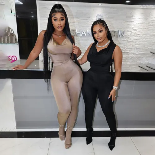 Fashion hooded swing collar top tight pants casual set