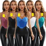 Knitted Colored Fish Bone Breast Pad Steel Ring Sexy Nightclub Fast Fashion Strap Tank Top
