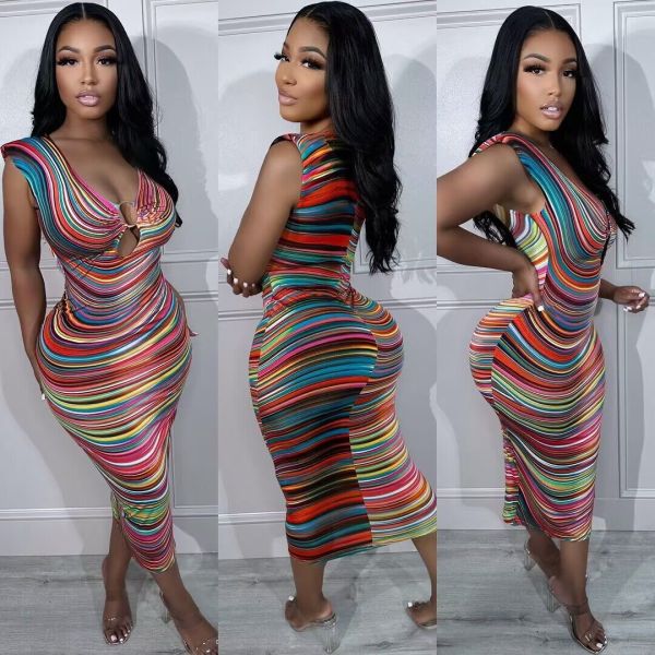 Printed Sleeveless Shoulder Pad Dress