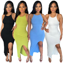 Sexy Sling Tank Top Split Dress