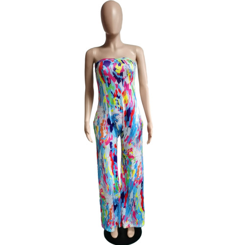 Fashion women's casual printed street jumpsuit