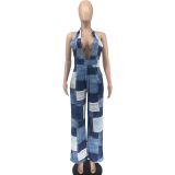 Women's sleeveless loose fitting jumpsuit casual pants