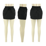 Sports casual pocket short skirt solid color work dress