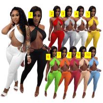 Sexy casual fashion solid color two-piece pants set Sexy casual fashion solid color two-piece pants set