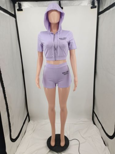 Women's Solid Color Zipper Sport Fashion Set Casual Two Piece Set