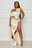 Sexy Sleeveless Vibrant Colorful Gradient Split Dress for Women  BF1155