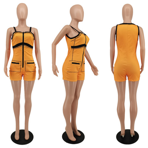 Sexy and fashionable casual women's sleeveless jumpsuit shorts