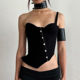 Solid color fishbone waist fitting and shaping strap with irregular solid color chest wrap strap