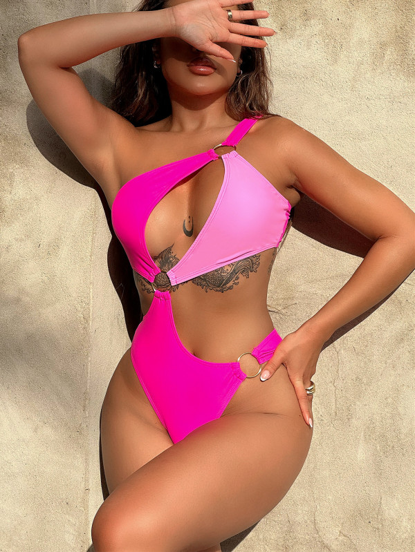 Contrast Biki One Piece Swimsuit