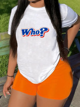 Casual style short sleeved top letter printed T-shirt
