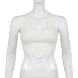 Minimalist foundation, irregular curved hem, elastic thread base, spicy girl inner layer sports vest