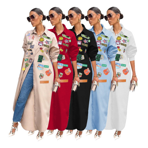 Fashionable casual personalized printed sun protection long shirt jacket