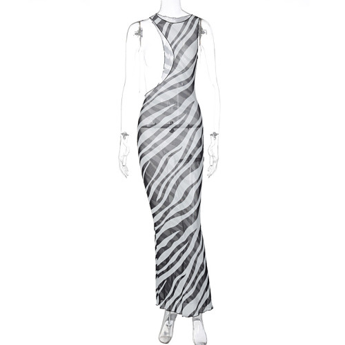 Sexy Mesh Perspective Cool Sleeveless Slim Fit Dress