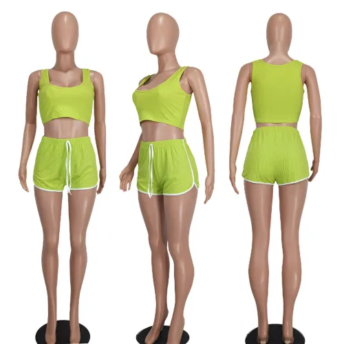 Sexy and fashionable threaded open waist two-piece set