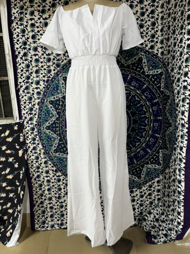 Women's V-neck versatile work pants with a straight fit and waistband