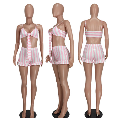 Sexy Fashion Thread Stripe Two Piece Set