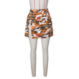 Fashion Short Skirt Half Skirt Camo Patch Wrap Skirt
