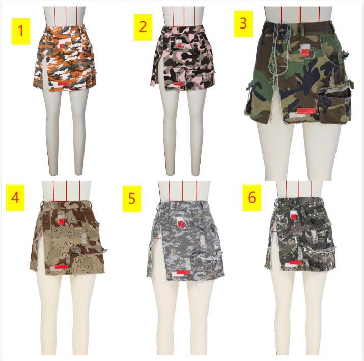 Fashion Short Skirt Half Skirt Camo Patch Wrap Skirt