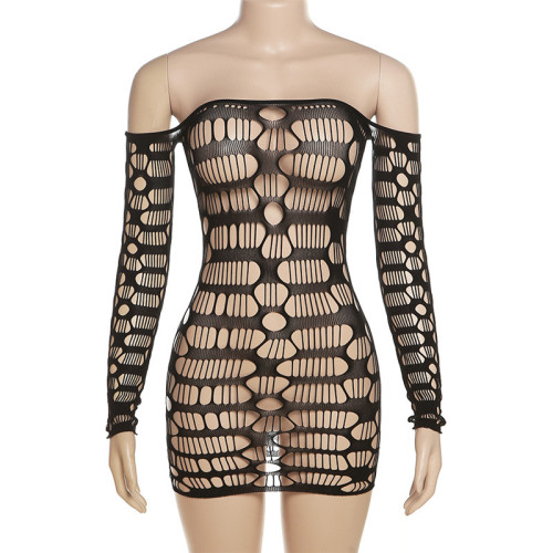 Women's Sexy Hollow out Knitted Off Shoulder High Waist Tight Wrapped Hip Dress