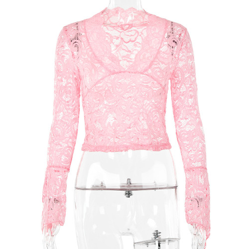 Sexy slim fitting lace V-neck flared sleeves