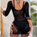 Hollow out Fun Network Clothes Perspective Sexy Dot Dress