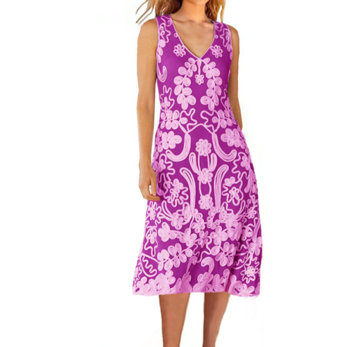 New Women's Ethnic Style Loose Print Tank Top Dress
