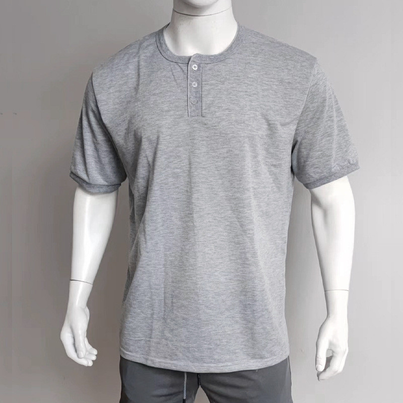 Henry round neck short sleeve T-shirt men's slim solid Sportswear