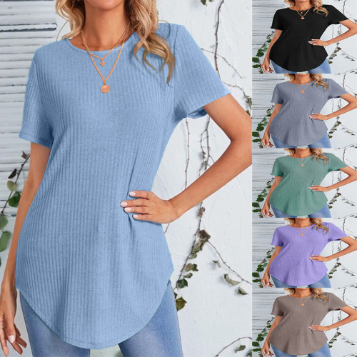 New women's back single breasted casual loose fitting T-shirt