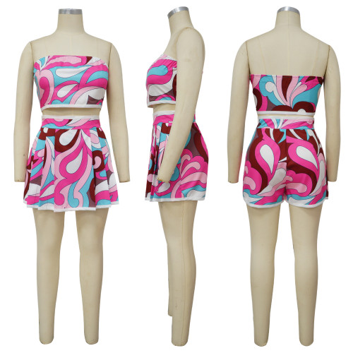 Sexy suspender short top and skirt pants two-piece set K10566