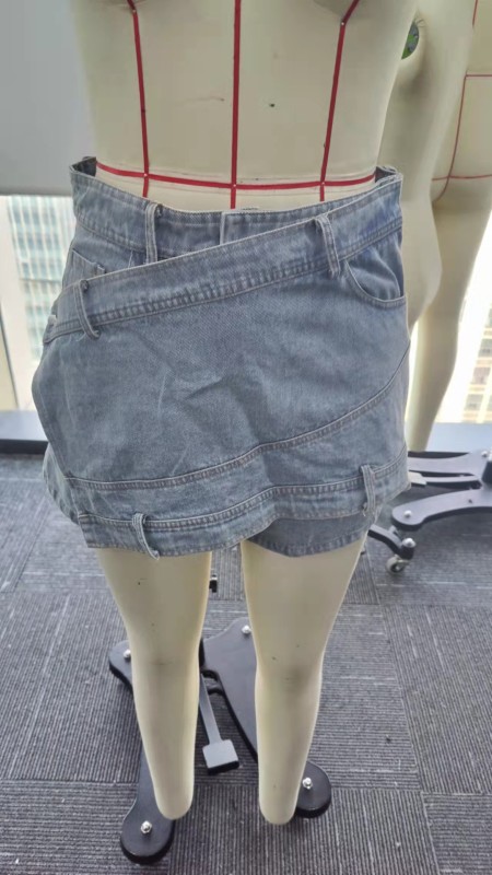 A-line high waist irregular Denim skirt shorts
