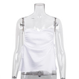 Strap Open Back Drawstring Loose Bottom Sexy Tank Top