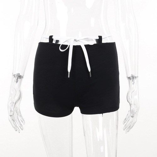 High waisted hollowed out contrasting spicy girl skirt pants