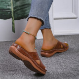 Women's shoes, solid color hollowed out splicing, casual thick sole slippers, cross-border