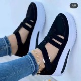 Women's casual thick sole Velcro hollowed out single shoes