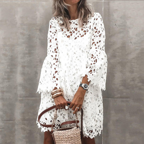 Ethnic style lace flower temperament small fragrant short skirt