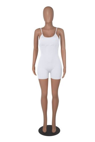 Solid color tight small pit strap jumpsuit with chest pad