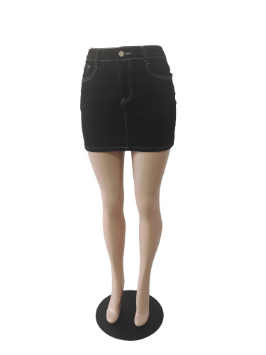 Short skirt high elastic solid sexy Denim skirt skirt
